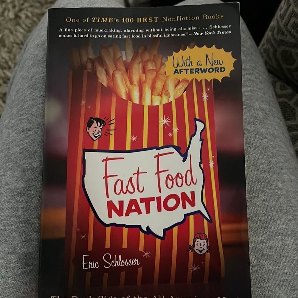 Fast Food Nation Book. Best Seller. Fun Book about eating fast food.